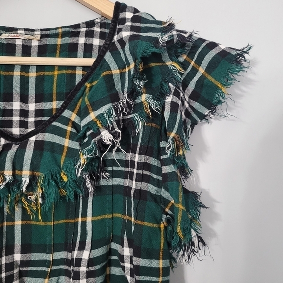 Faherty Green Plaid Yosepha Ruffle Fringe Top - Picture 6 of 15